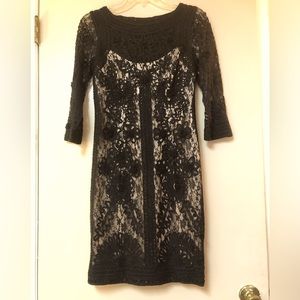 Sue Wong Black Lace Dress With Beige Lining Size 8